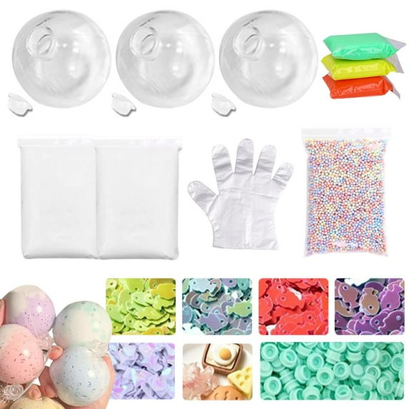 Milky Blank Skins Empty Stress Ball DIY Kit, Squishies Maker, Blank Pressure Ball Skin DIY Kit, Vacuum Squishies Stress Ball DIY Kits with Empty Skin Base, Expander Tool for DIY Stress Balls