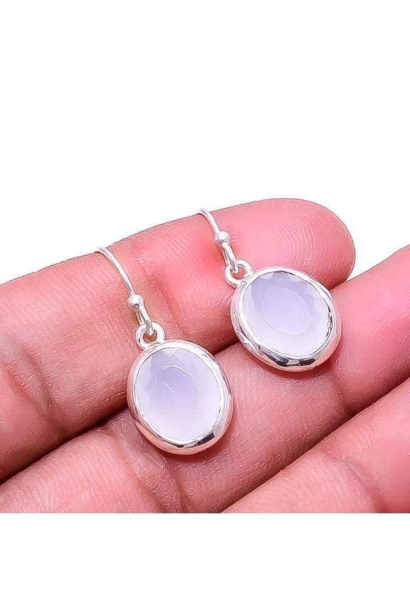 Milky Opal 925 Silver Plated Earring 1.17", White Opal Earring E_9507_348_22