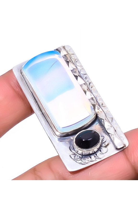 Milky Opal - Brazil 925 Sterling Silver Pendant 1.56" T30, Christmas Gift, Gemstone Silver Jewelry, Opal Pendant, New Year Sale