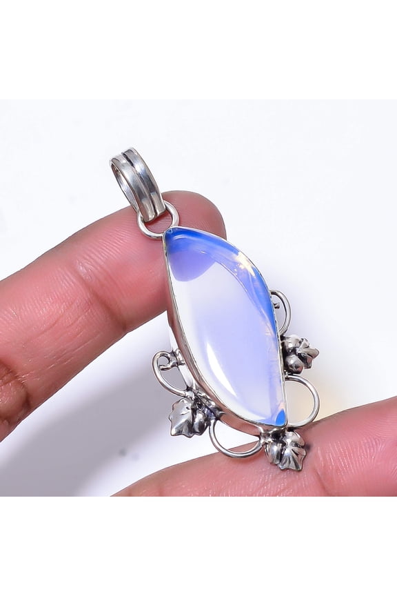 Milky Opal Gemstone 925 Sterling Silver Handmade Pendant 2.15" P39