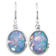 thumbnail image 1 of Milky Oval Fiery Natural Australian Opal 925 Sterling Silver Earrings, 9/16", 1 of 3