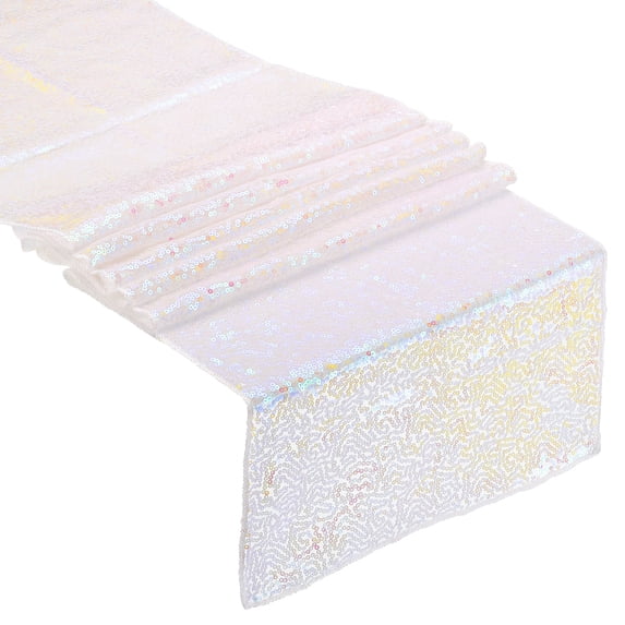 Milky Table Runner 71" x 12", Long Shining Sequin Table Runner