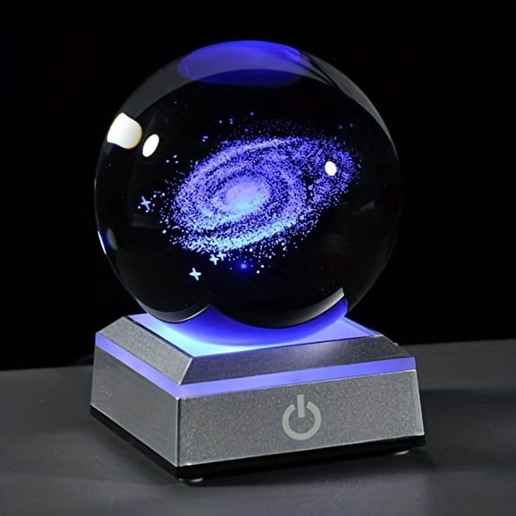 Milky Way 3.14“ Crystal Ball with LED Base,Night Light Gifts for Women Men Mom Dad