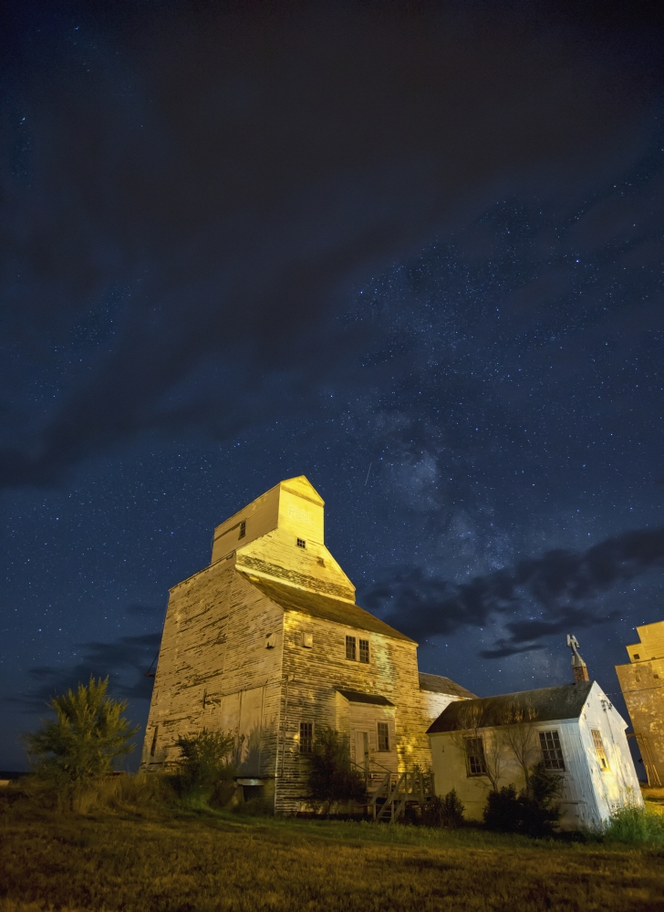 Milky Way Above An Old Grain ElevatorVal Marie Saskatchewan Canada Canvas Art - Robert Postma Design Pics (13 x 18)