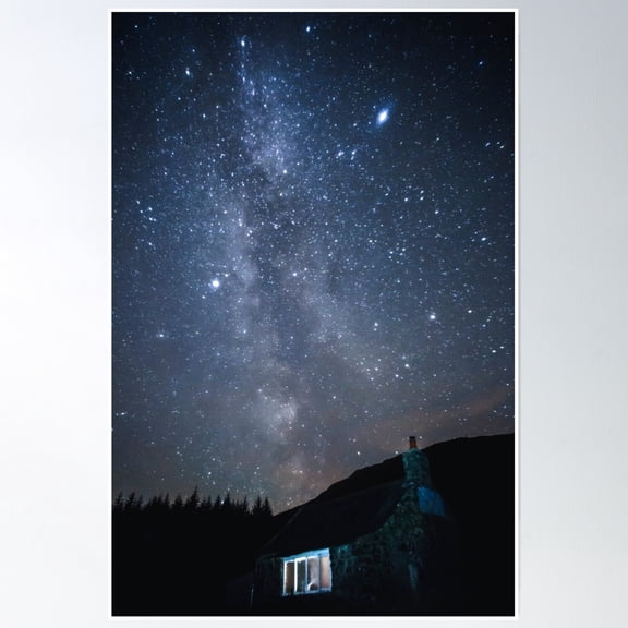 Milky Way And White Laggan Bothy Poster Wall Art, Modern Wall Decor, 16x24 UNFRAMED