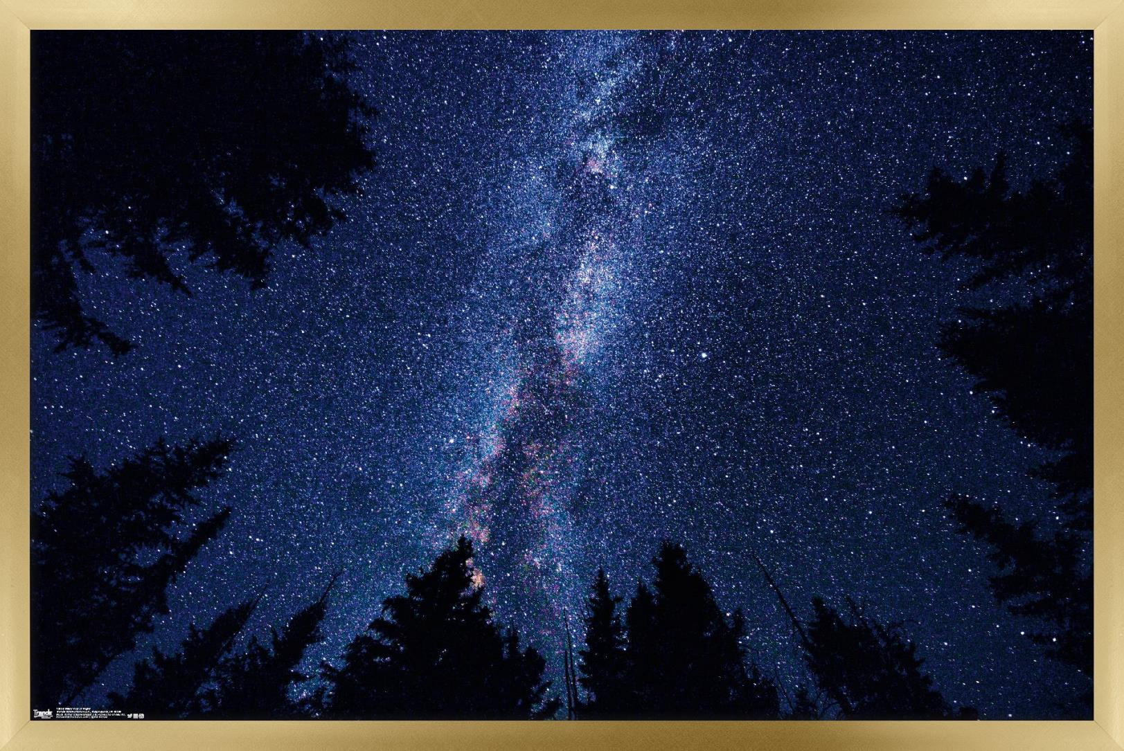 Milky Way At Night Wall Poster, 14.725" x 22.375", Framed