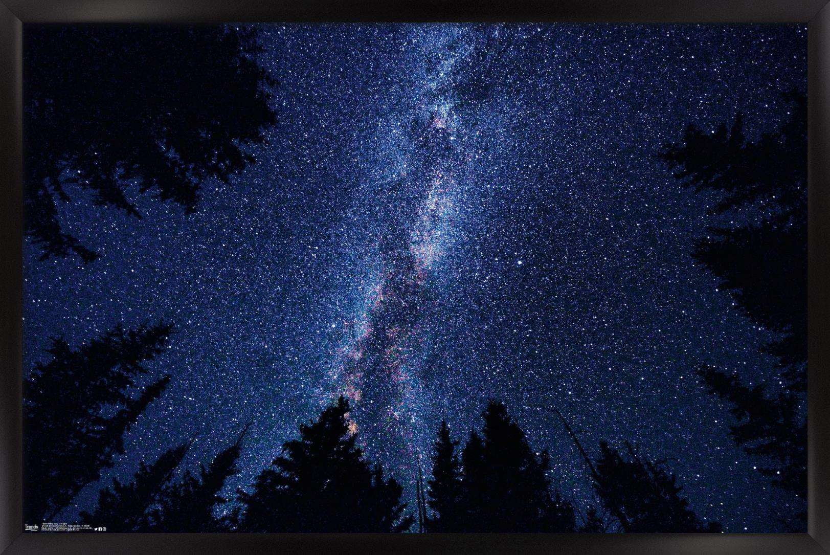Milky Way At Night Wall Poster, 14.725" x 22.375", Framed