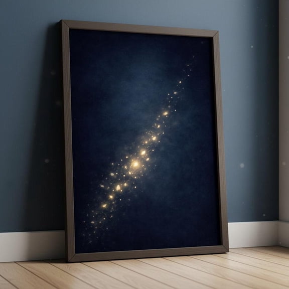 Milky Way Galaxy Poster, Dark Blue Starry Sky And Minimalist Space Decor