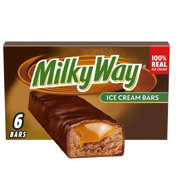 MILKY WAY Chocolate Ice Cream Bars, Coated with Milk Chocolate and Caramel, 12 fl oz, 6 Pack