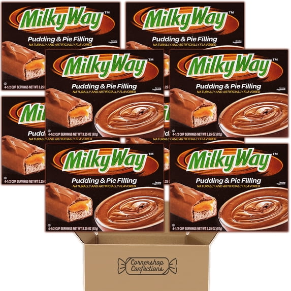 Milky Way Instant Pudding and Pie Filling Bundle Pack - 8 Individually Sealed 3.25oz Boxes - Eat As Pudding or Use to Make Delicious Desserts - For Movies, Parties in Cornershop Confections Pack