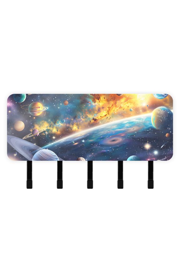 Milky Way Key Holder for Wall Mail Holder Organizer with 5 Key Hooks Wall Mount Key Rack with Shelf