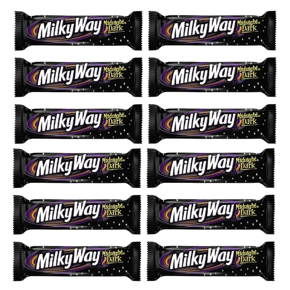 Milky Way Midnight Dark Chocolate Pack of 12 Candy Bar, 1.76 oz.