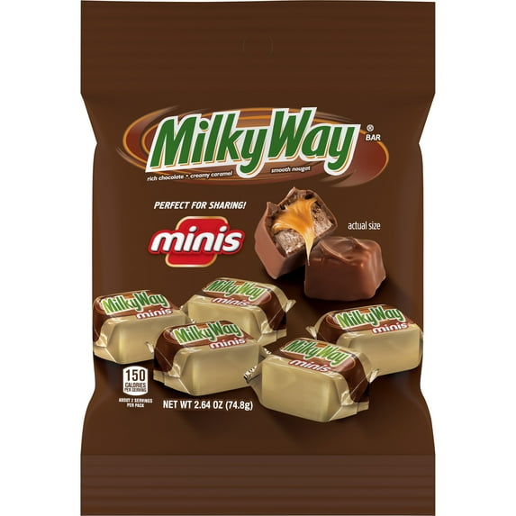 Milky Way Minis Size Milk Chocolate Candy Bar, 2.64 oz, Plastic Bag