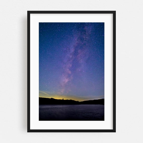 Milky Way over North-South Lake 01 - Haines Falls New York Photography Night Sky Milky Way Stars Space Cosmic Astronomy Scenic Black Framed Wall Art Print 5 x 7 inches