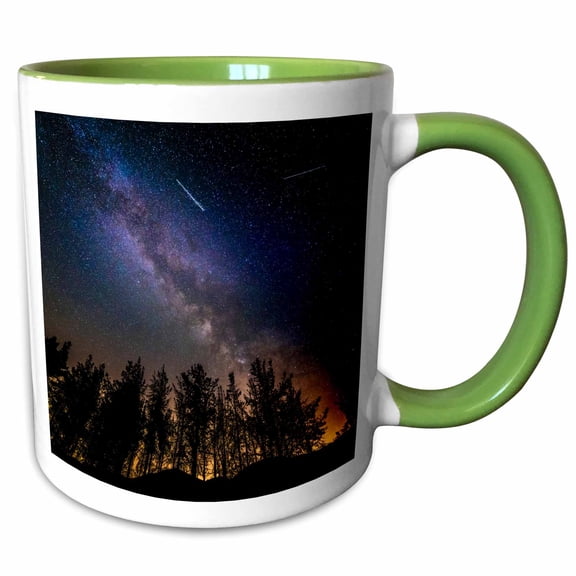 3drose, Milky Way, Perseids Meteors over Rose Valley, Los Padres Nf, Ca, Usa., 11oz Two-tone Green Mug