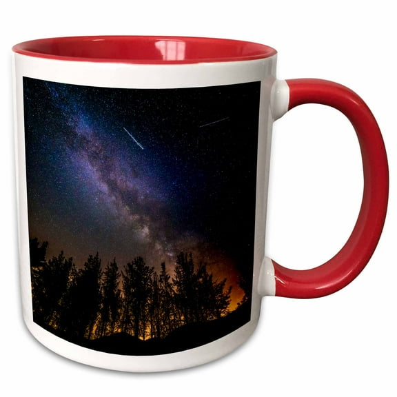 3drose, Milky Way, Perseids Meteors over Rose Valley, Los Padres Nf, Ca, Usa., 11oz Two-tone Red Mug