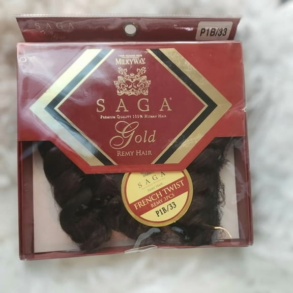Milky Way Saga Gold Premium 100% Human Remy Hair French Twist Remy 3pcs Extensions Color P1B/33