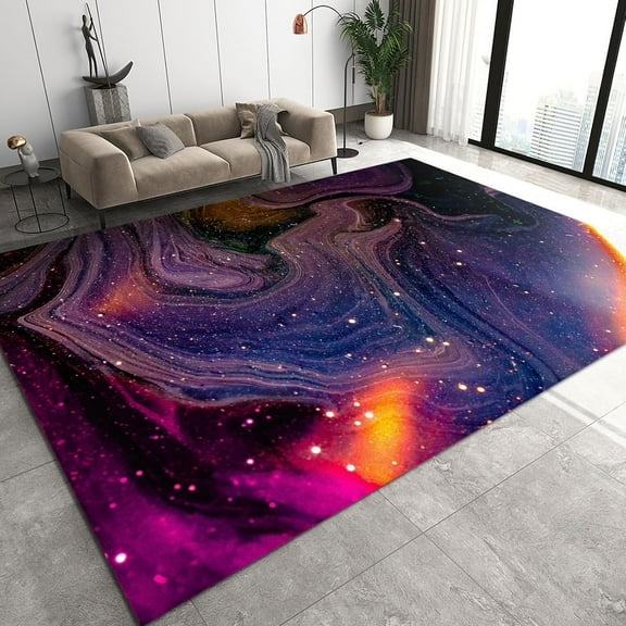 Milky Way Starry Sky Area Rugs, Abstract Oil Painting Graffiti Marble Apartment Carpet, Large Area Rug Water Proof Bright Color Light Texture Apply To Cafe Office Door Mats Porch 2x3ft
