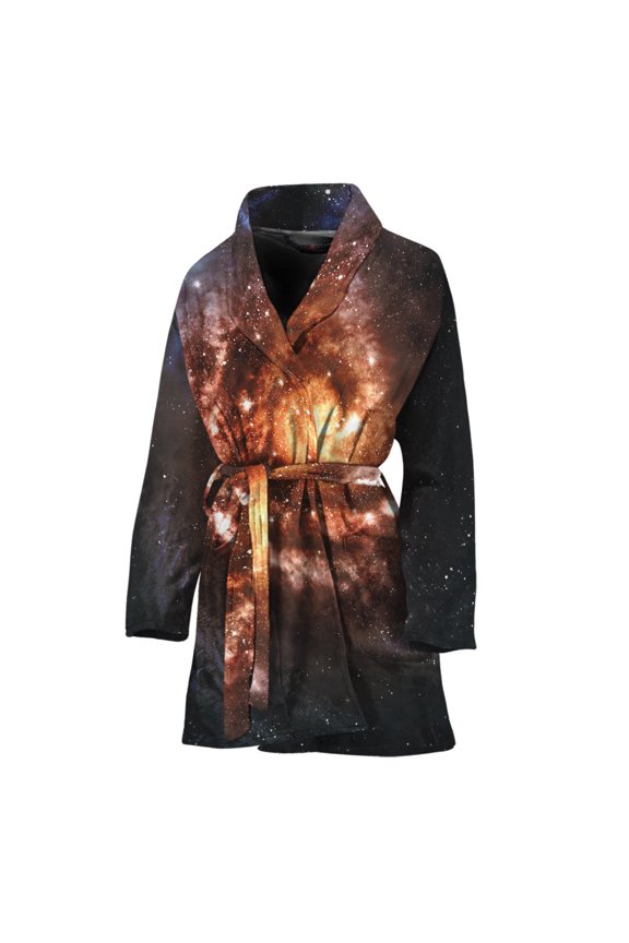 Milky Way Universe Women Bathrobe One Size Univeral Fits Fashion Lightweight Plush Fleece Long Robe For Women
