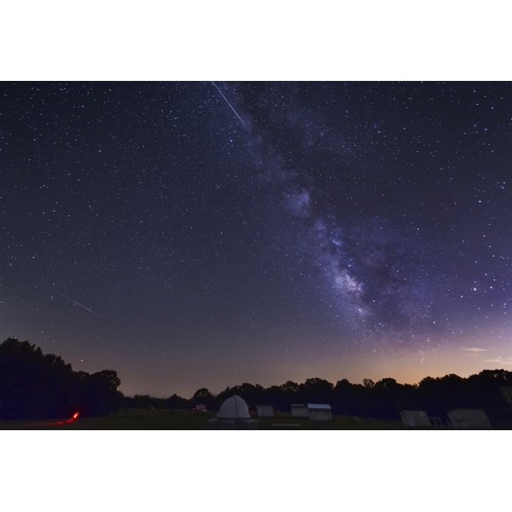 Milky Way and Perseid Meteor Shower Oklahoma Canvas Art - John DavisStocktrek Images (34 x 24)