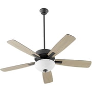 Milky Whey 5 Blade Ceiling Fan with Light Kit in Transitional Style-17.25 inches Tall and 52 inches Wide-Matte Black Finish-Matte Black/Weathered Gray