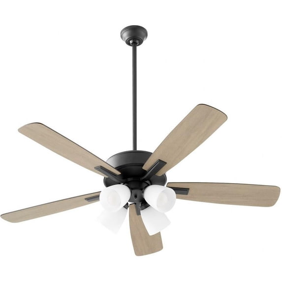 Milky Whey 5 Blade Ceiling Fan with Light Kit in Transitional Style-18.25 inches Tall and 52 inches Wide-Matte Black Finish-Matte Black/Weathered Gray