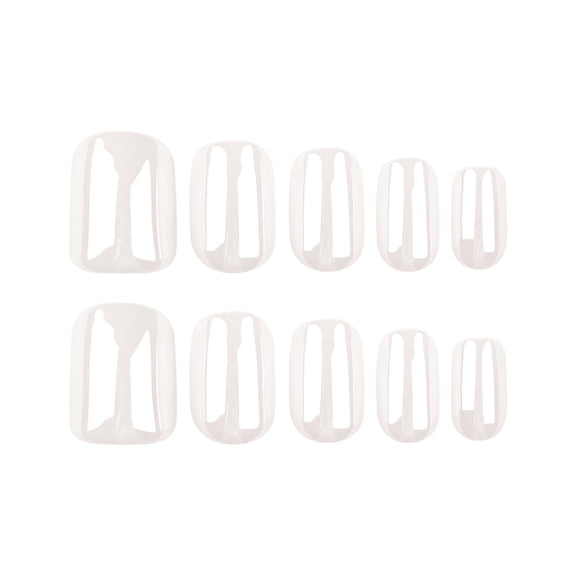 Milky White Blank Design Artificial Nail Tips with Multiple Sizes, Medium Length Squoval Shape, Glossy Finish, 24 Count