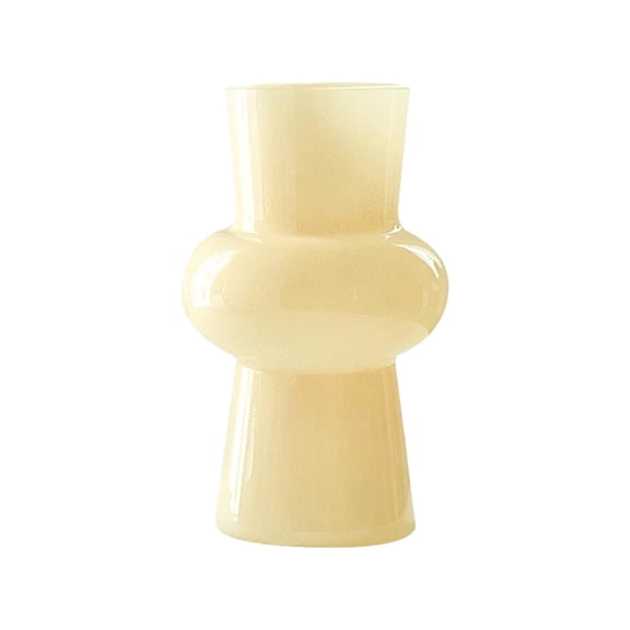 Milky White Glass Hydroponic Vase, Colored Glass vase Flower, Three-Layer 7 inch Cylinder vase for Home Décor, Modern Glass Vase for Home, Office, Wedding