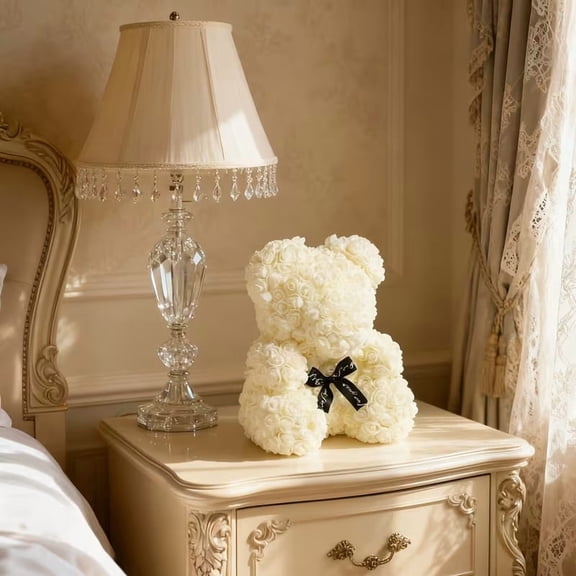 Milky White Rose Bear Artificial Foam Roses Home Decor Wedding Centerpiece