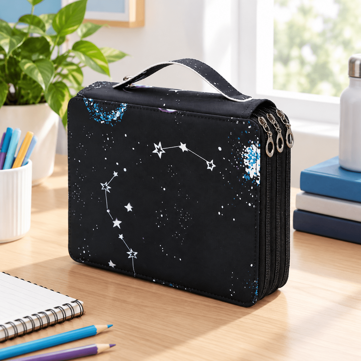 Milky way 120 Slots Colored Pencil Case Organizer 3 Layer Art Supply ...