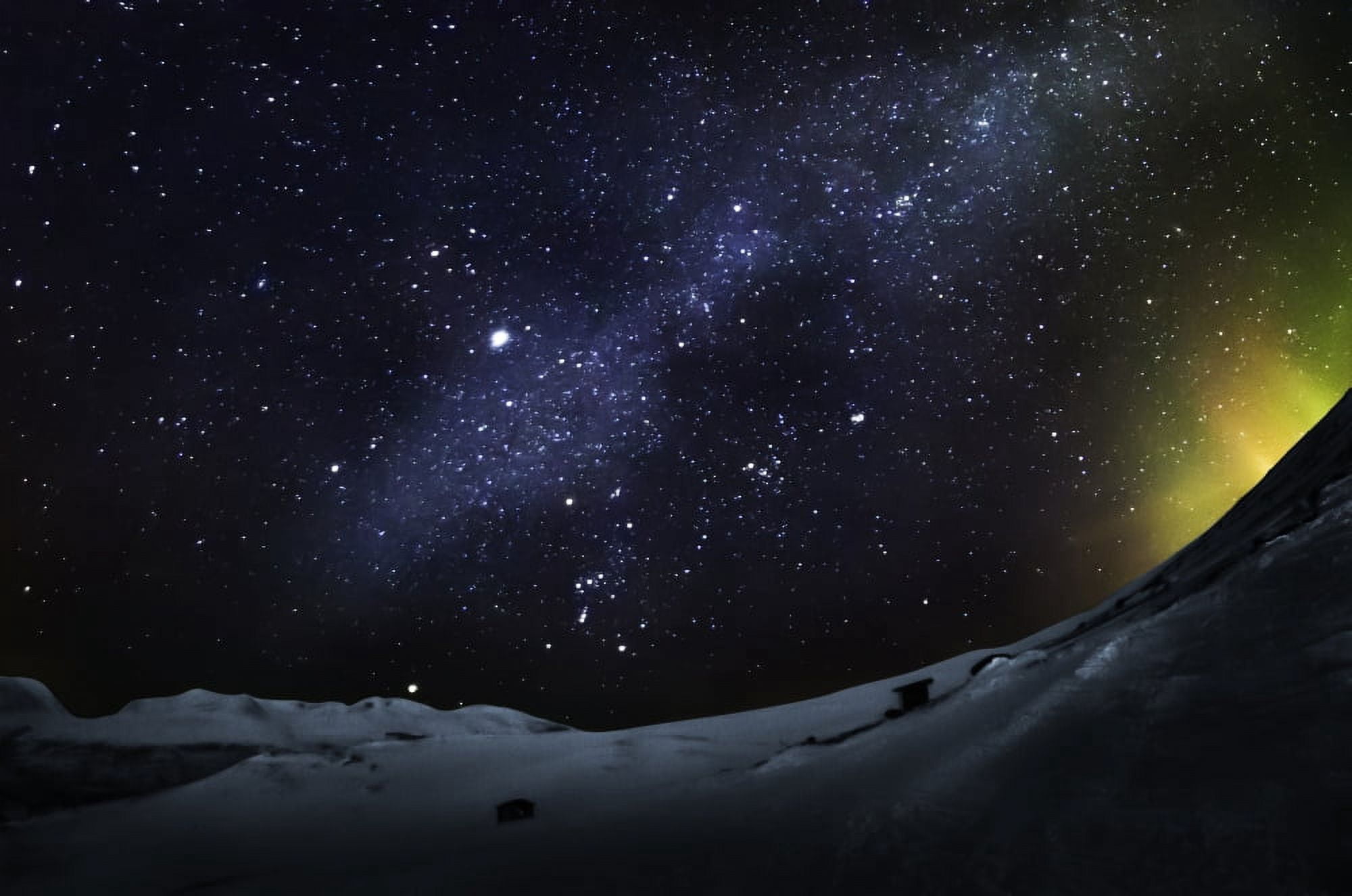 Milky way with Aurora Borealis or Northern Lights seen from The Abisko Sky Station Abisko Lapland Sweden Cold temperatures as low as -47 celsius Canvas Art - Panoramic Images (9 x 27)