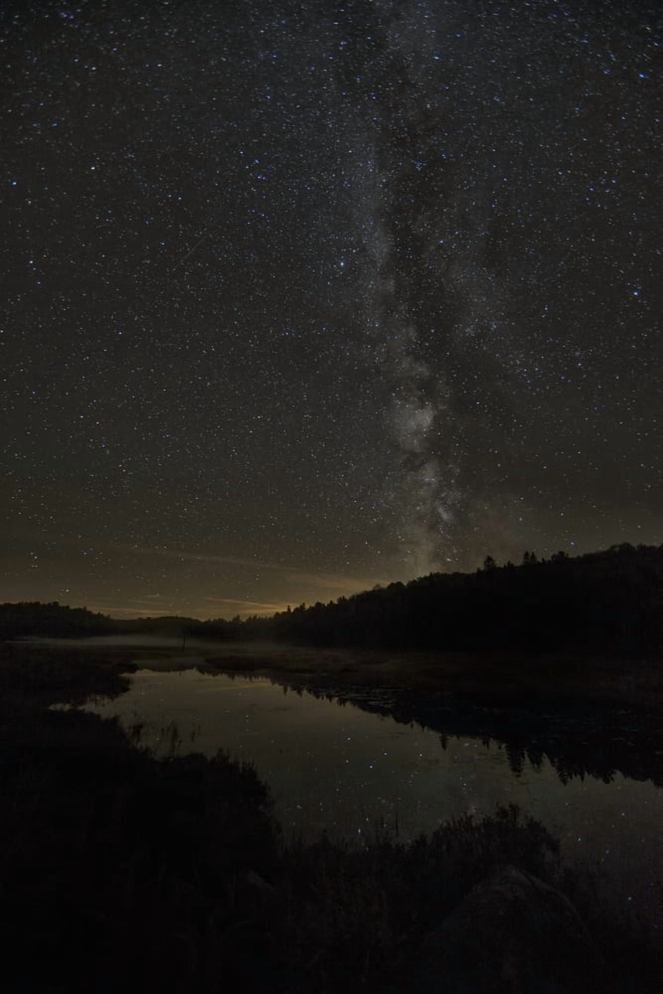 Milky way over Costello Creek Algonquin Park Ontario Canada Canvas Art - Robert Postma Design Pics (24 x 38)