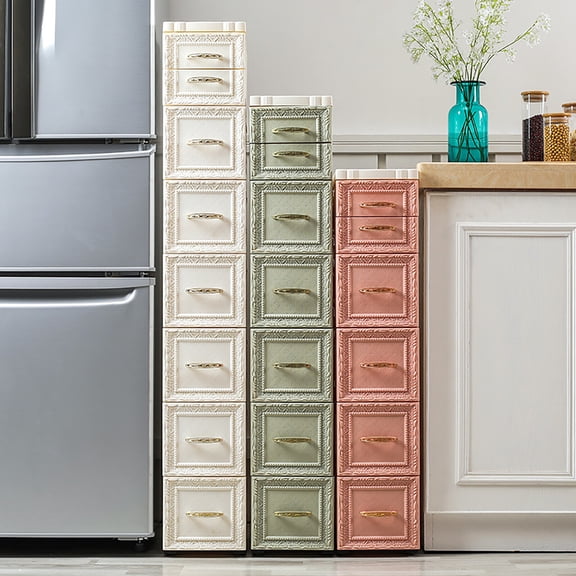 Milky-white Floor Cabinet Features With Eight Drawers For Categorize Items