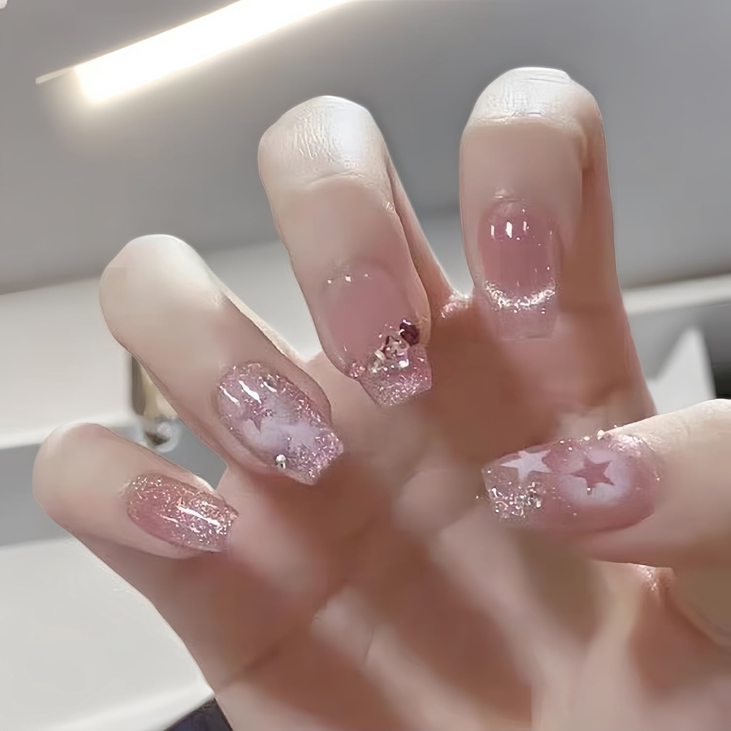 Frinch Hand Milky white French hand-worn nail, icy and pure, gentle and white nail ...