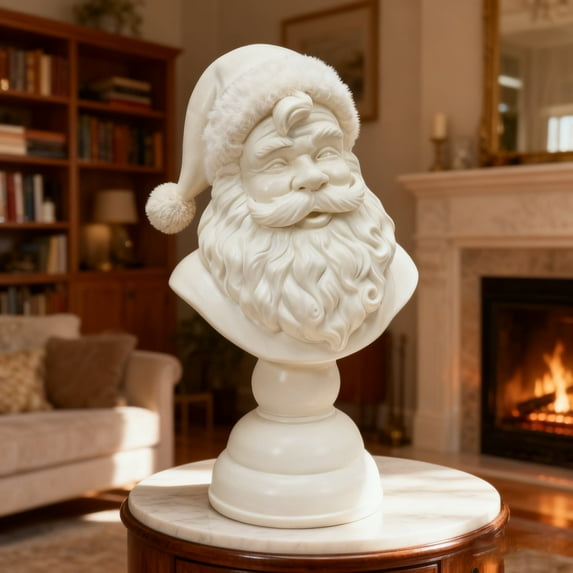 Milky white Silica gel Santa Statue Artistic atmosphere Christmas Tabletop Decor Holiday Figurine Decoration for Indoor, Mantel or Window Sill Display 1PC