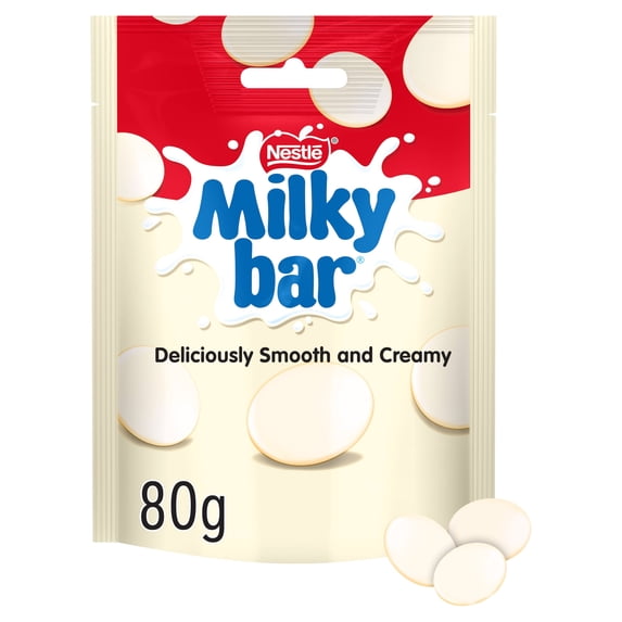 Milkybar White Chocolate Pieces 80g, Imported from Britain