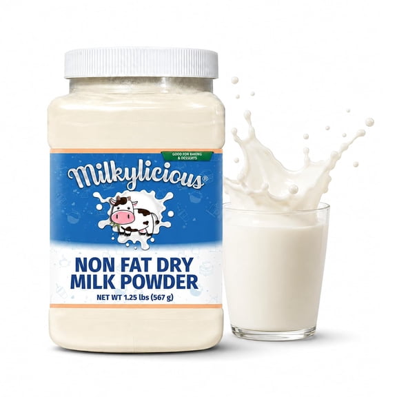 Milkylicious Non-Fat Dry Milk Powder  1.25 lbs Jar - Made In USA | Rich Source Of Calcium And Protein | Delicious And Healthy  Good For Bakes And Desserts