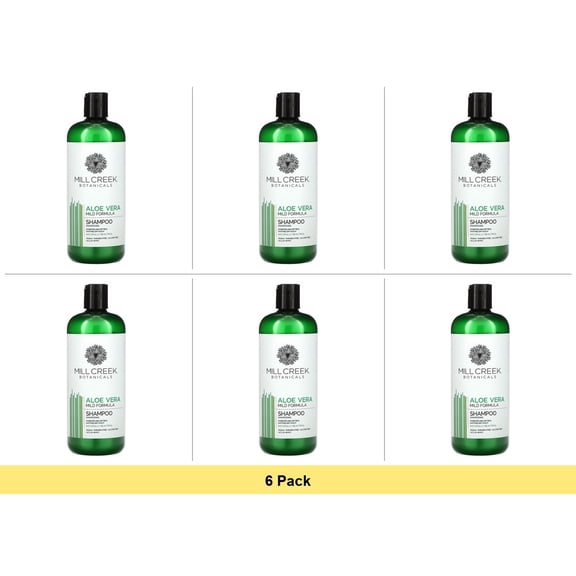 Mill Creek Botanicals Aloe Vera Shampoo Mild Formula, 14 oz - 6 Pack Bundle