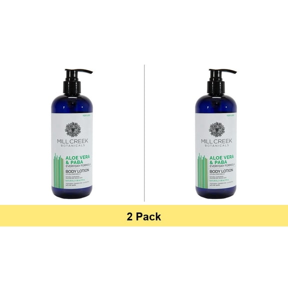 Mill Creek Botanicals Moisturizing Lotion, Aloe Vera and PABA - 16 Oz - 2 Pack