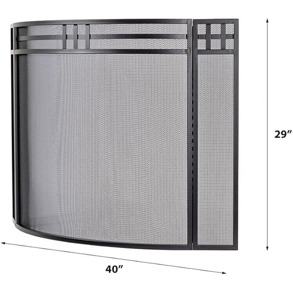 Modern Ember Mill Creek Black Mesh Fireplace Screen – 3-Panel Steel