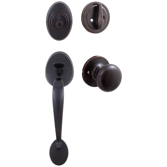 Mill Creek Handleset with Highland Knob, KW Keyway, Clear Pack, Vintage Bronze by Stone Harbor Hardware