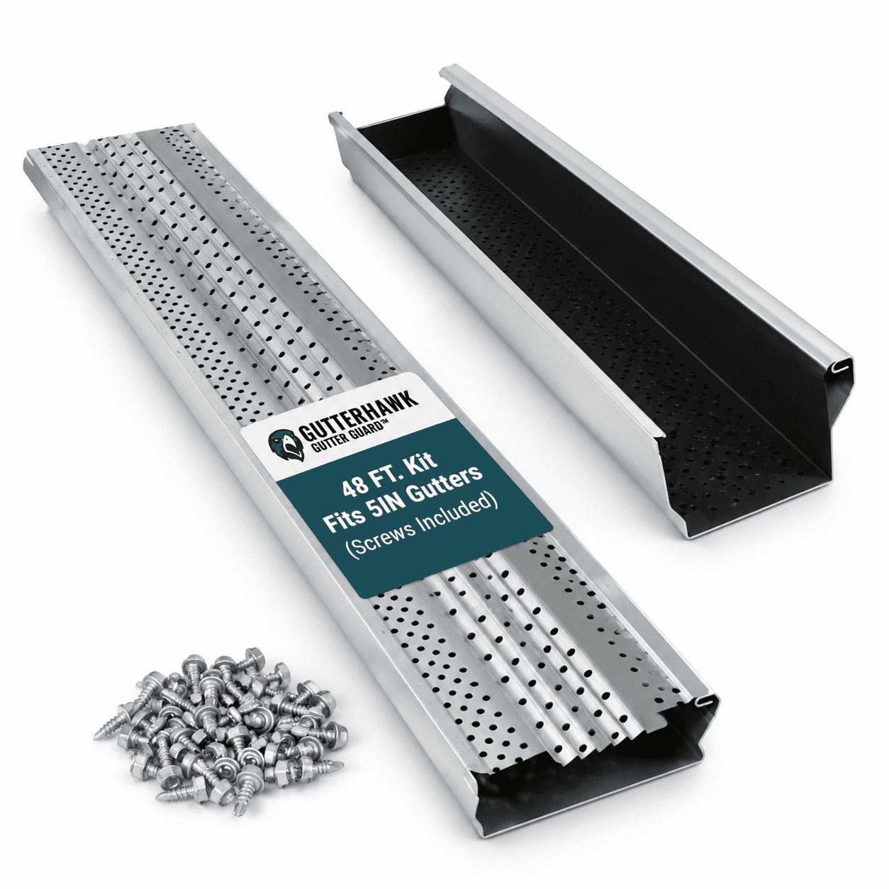 Mill Finish Aluminum Gutter Guard, 5 IN. x 48 FT. Kit for 5-Inch ...