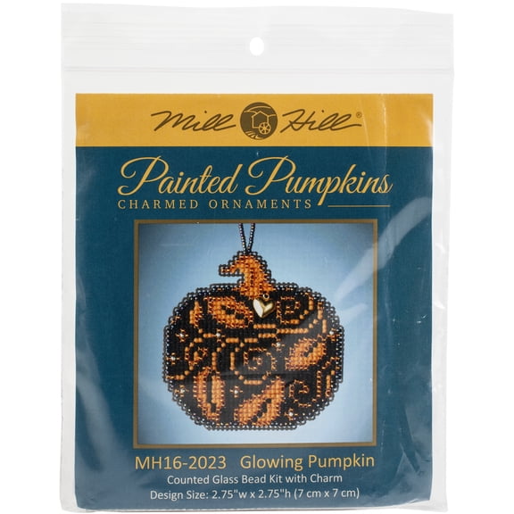 Mill Hill Counted Cross Stitch Ornament Kit 2.75"X2.75"-Glowing Pumpkin (14 Count)