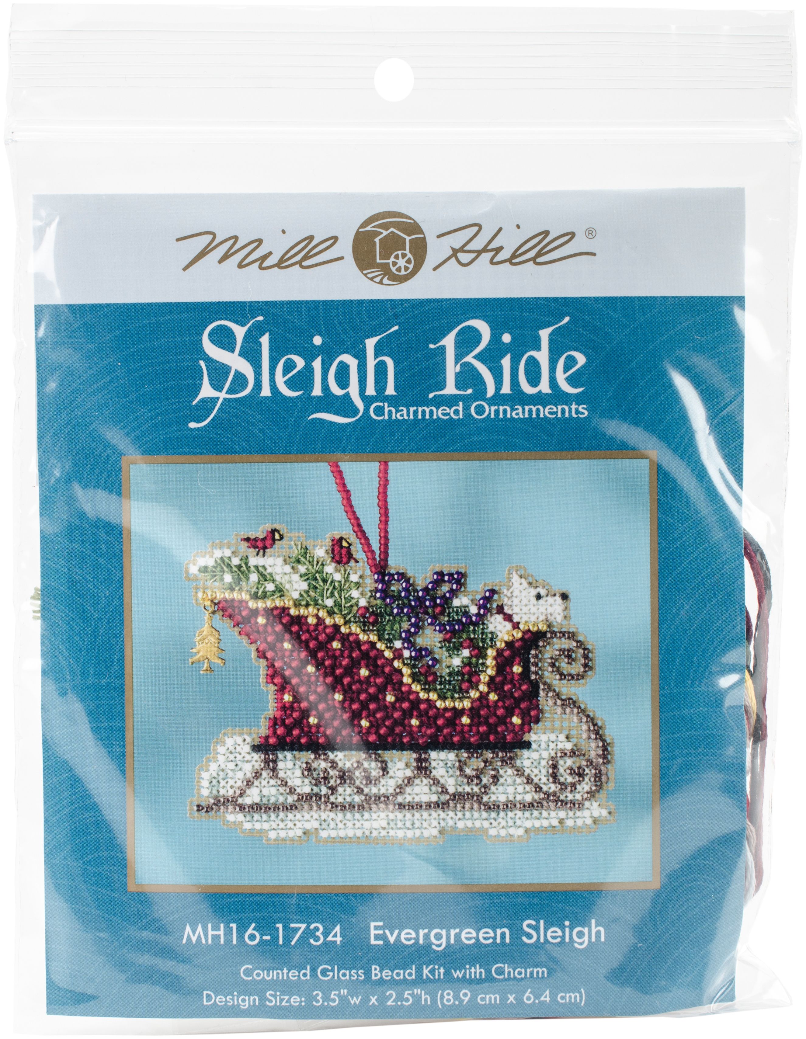 Mill Hill Evergreen Sleigh Beaded Cross Stitch Kit Charmed Ornaments 2017  Sleigh Ride MH161734 