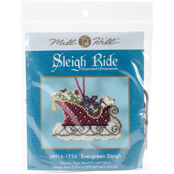 Mill Hill Counted Cross Stitch Kit 3.5"X2.5"-Evergreen Sleigh (14 Count)