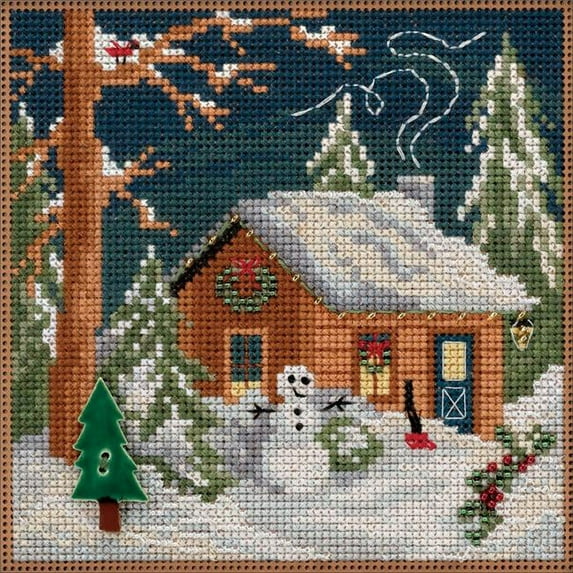 Mill Hill Counted Cross Stitch Kit 5.25"X5.25"-Christmas Cabin-Perforated Paper