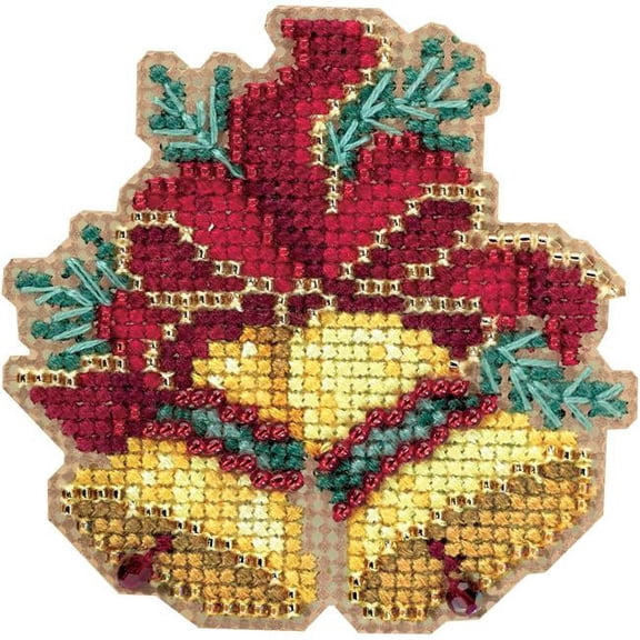 Mill Hill Counted Cross Stitch Ornament Kit 2.75"X2.5"-Christmas Bells-Perforated Paper