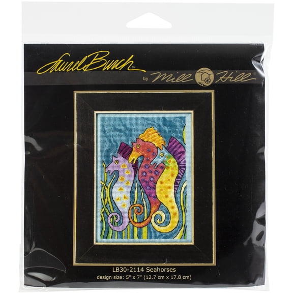 Mill Hill/Laurel Burch Counted Cross Stitch Kit 5"X7"-Sea Horses (14 Count)