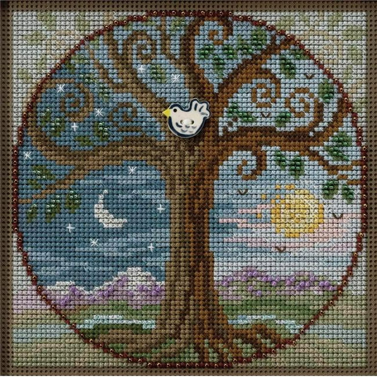Mill Hill MH142023 5 x 5 in. Buttons & Beads Counted Cross Stitch Kit -  Tree Of Life - 14 Count 