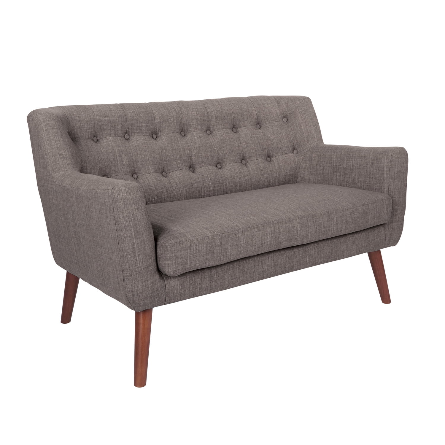 Gray Polyester Loveseat with Coffee Legs